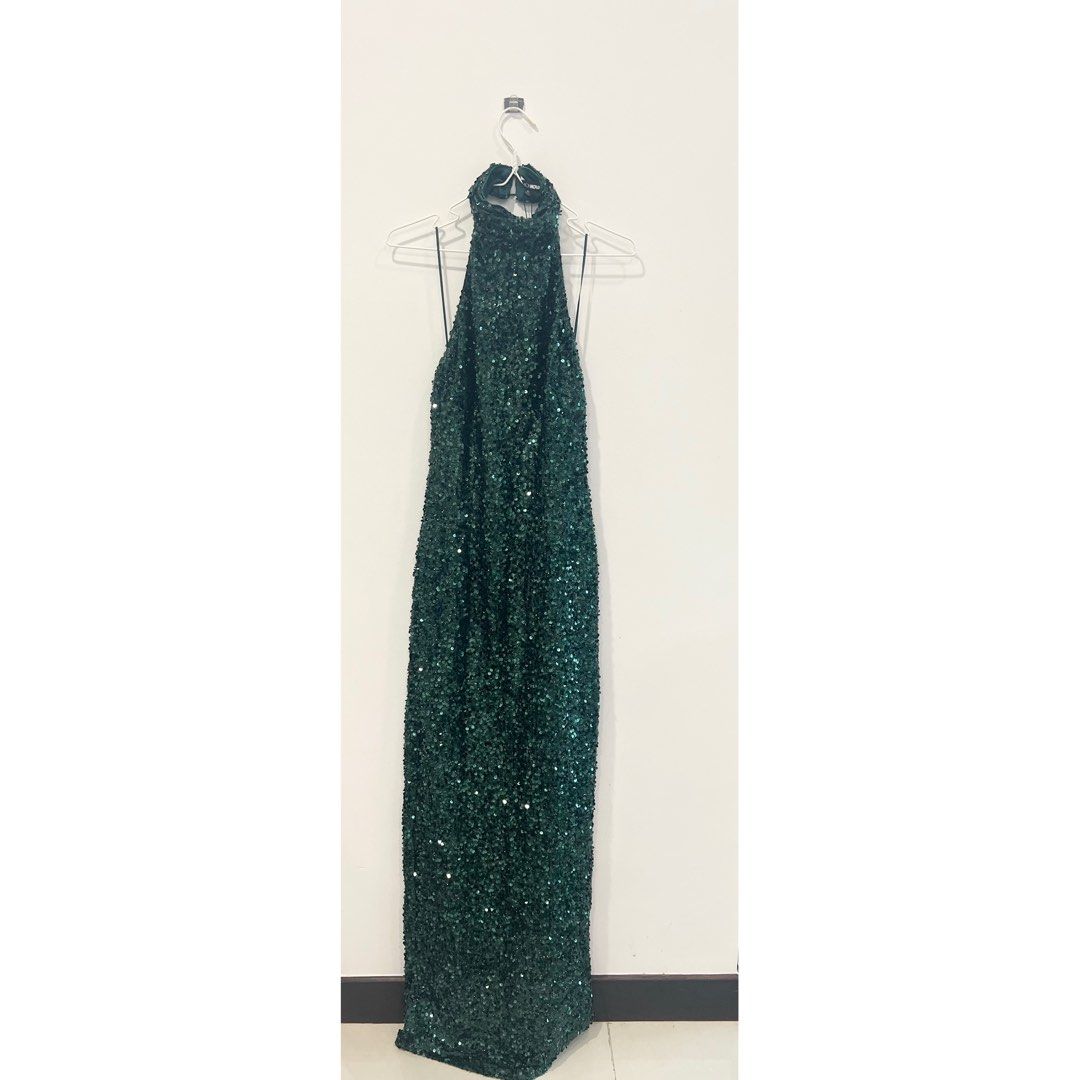 lane bryant green velvet dress Carella Bottle Green Velvet Twisted Asymmetric Midi Dress – Club L London main image 0
