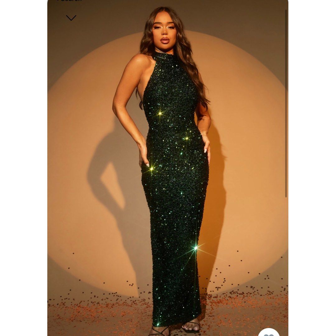 Fashion Nova she s elegant sequin maxi dress hunter