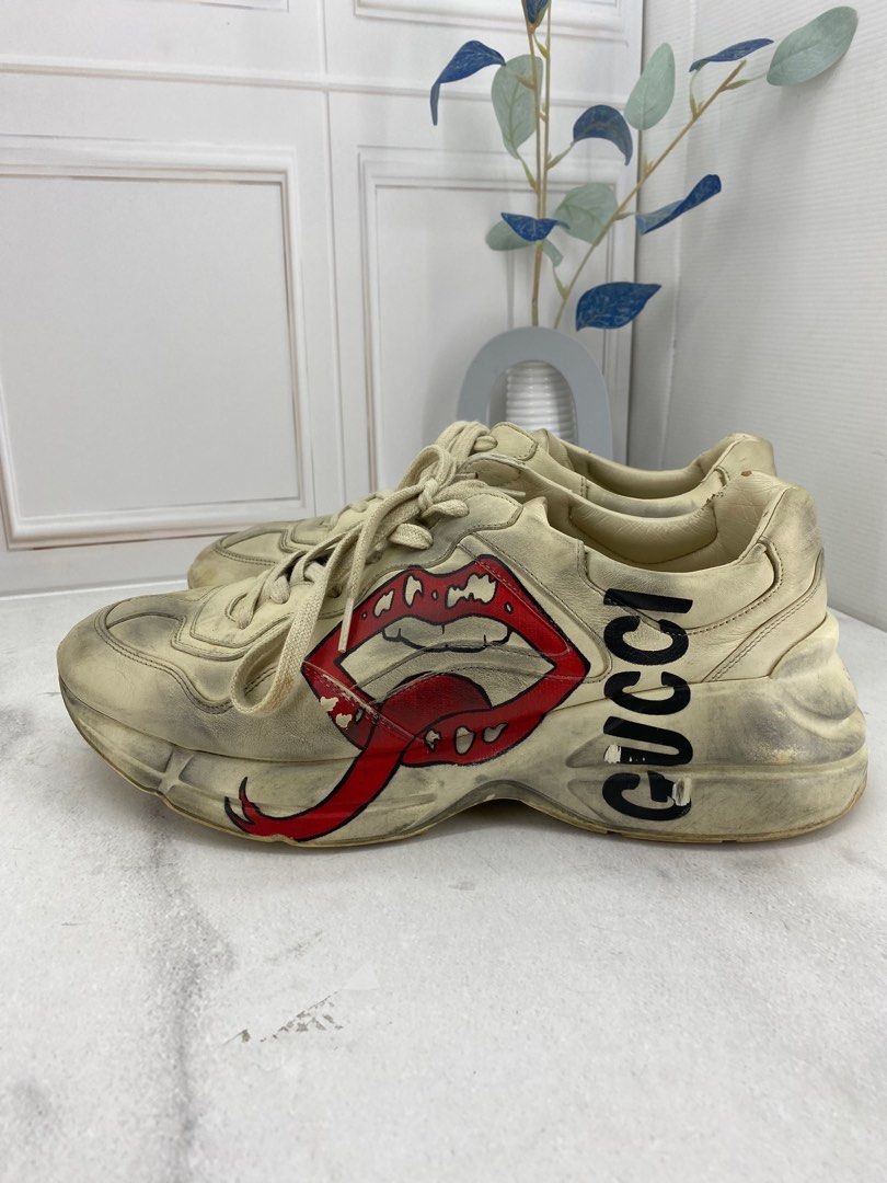 Gucci Rhyton Distressed Mouth Sneakers