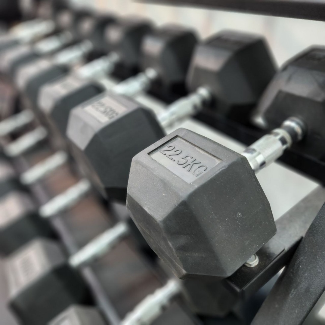 Hex Treated Rubber Coated Fixed Dumbbells with 3Tier Metal Rack