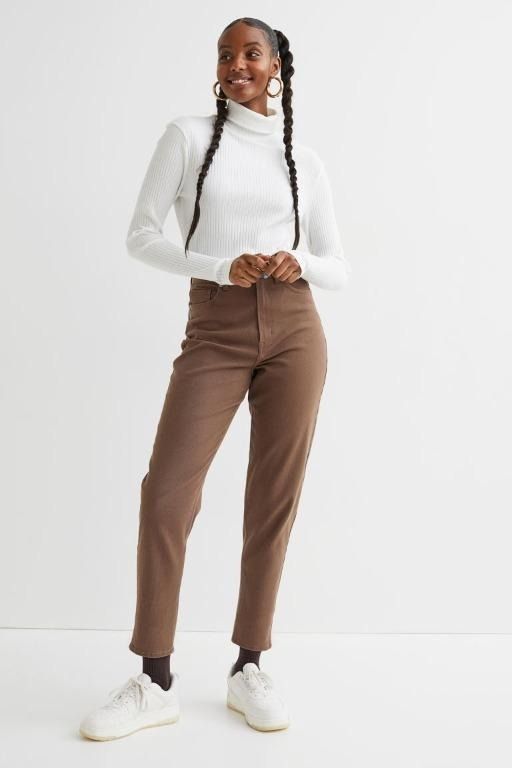 H M Divided high waisted brown loose fit mom jeans Women s