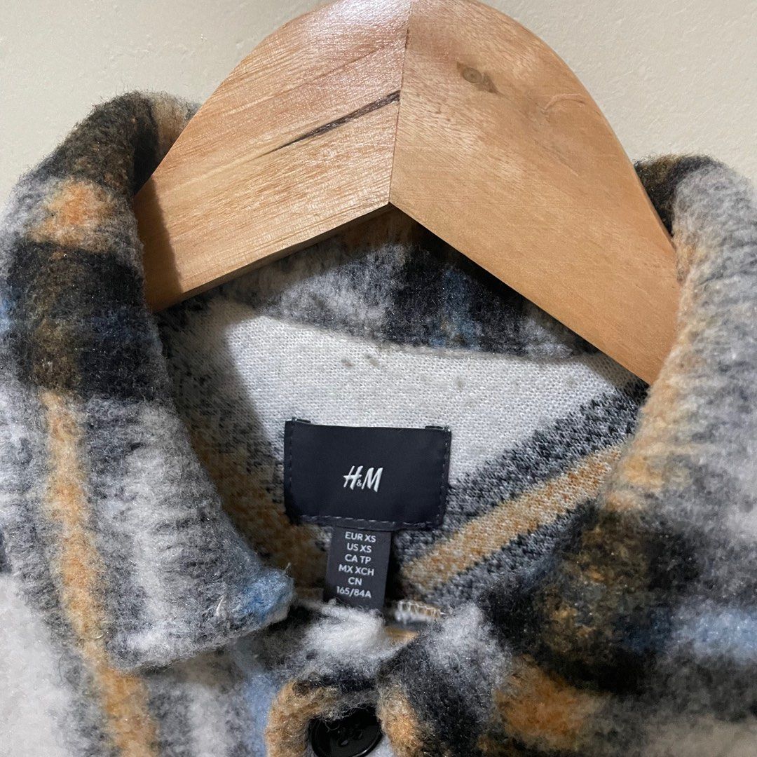 H M Fuzzy Plaid Jacket Coat Men s Fashion Coats Jackets and