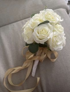 Home made white artificial wedding bouquet