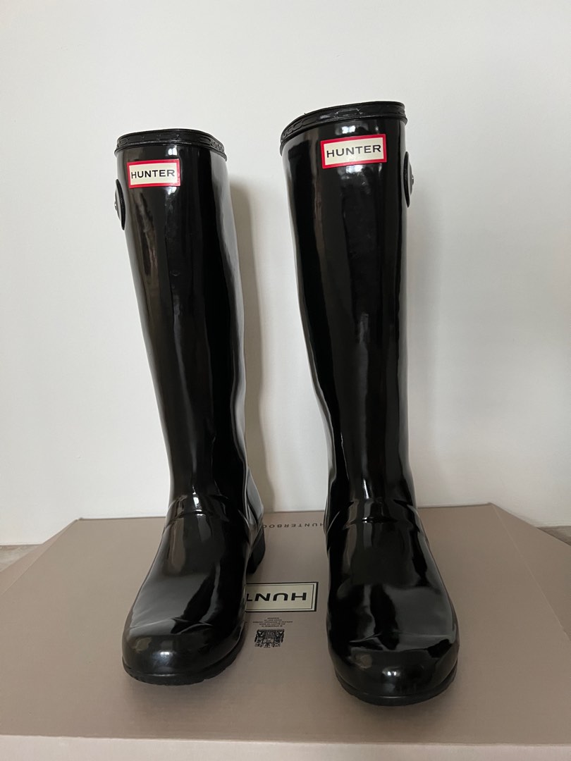Hunter Women s Tour Foldable Gloss Tall Rain Boots UK5 Women s