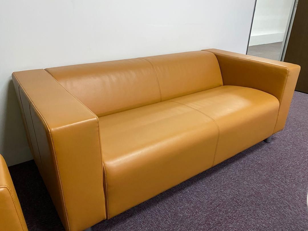 IKEA Klippan Leather Sofa, Furniture & Home Living, Furniture, Sofas on