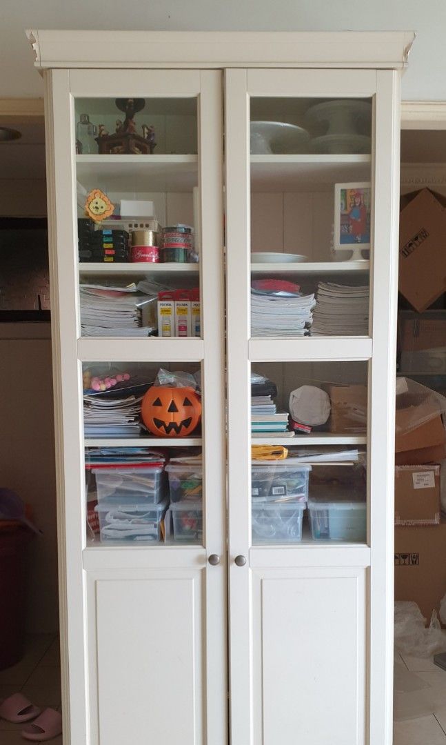 IKEA LIATORP Bookcase with glassdoors White, Furniture & Home Living