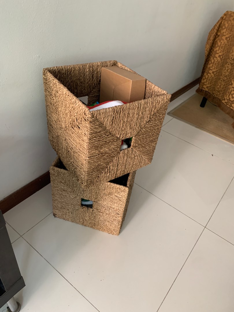 Ikea Rattan Basket, Furniture & Home Living, Home Improvement