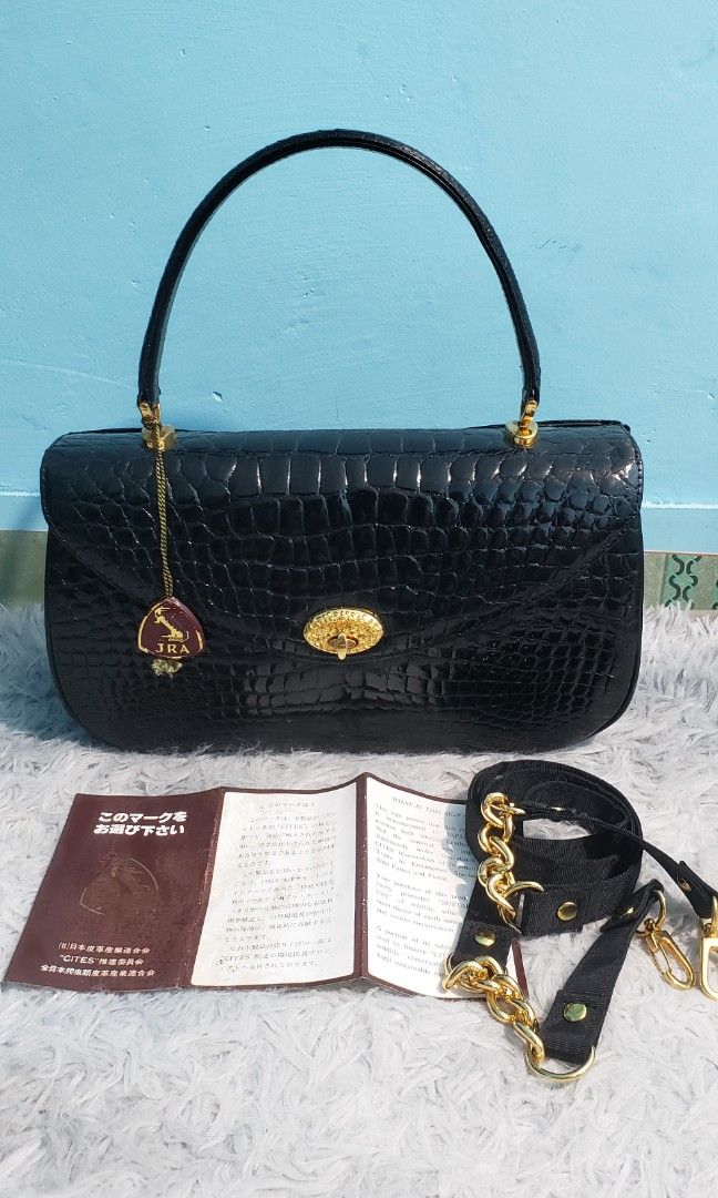 JRA crokodile handbag (Category: Luxury Bags & Wallets) located in Manila. Submitted by mistej (Listing ID 1227567350, Image 1). Description: JRA uniqe piece crokodile handabag complete inclusion japan exotic leather handbag isue minor dirt inside negotiabol if sure buy.