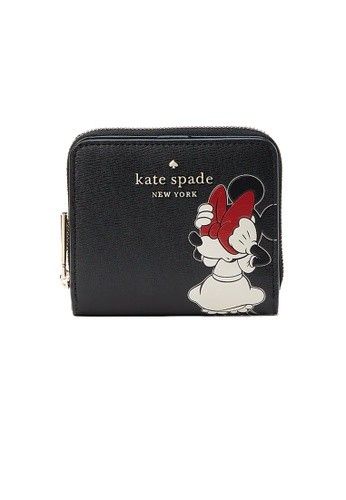 Coach Disney X Minnie Mouse Zip Around Wallet Credit Card Case Black