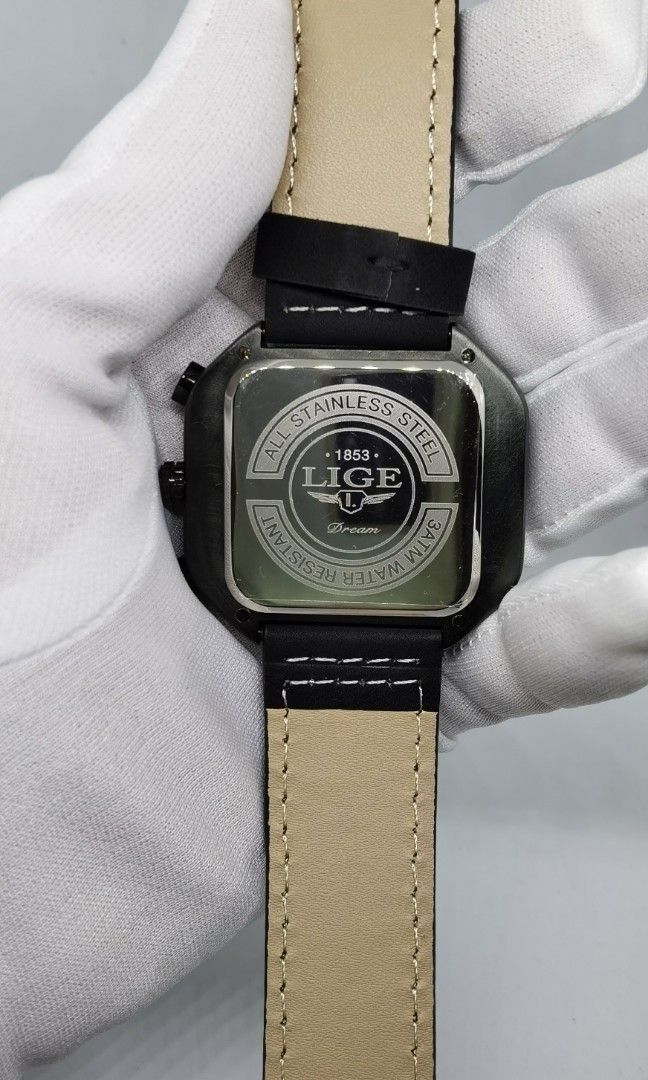 LIGE Men s Chronograph Watches Luxury High Quality Octagon Men