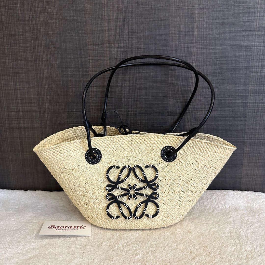 Loewe Anagram Small Sequins Basket Shoulder Bag in Natural