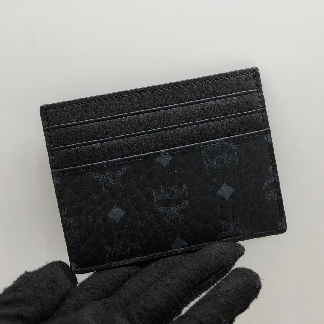 Mcm black card holder best sale