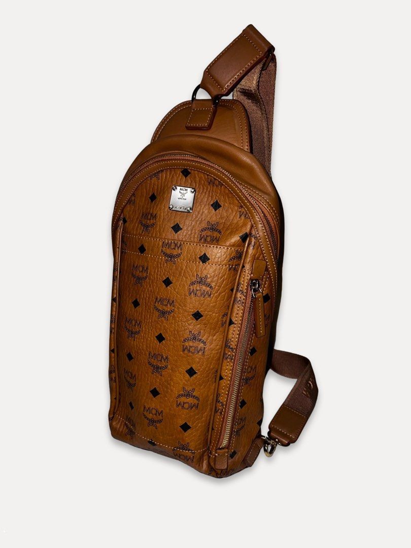 MCM Stark Sling Cross Body Bag Cognac, Men, Leather, Men's Fashion