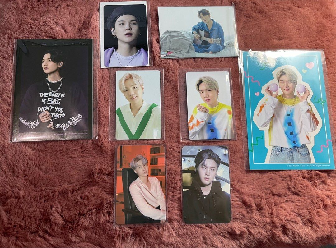 Min yoongi photocard set (Category: K-Wave Merchandise) located in Manila. Submitted by fatsyfatty (Listing ID 1227571933, Image 1). Description: Suga Photocard Set (Japan and KR) • YTC HOTEL PC ❌YTC CGV PHOTOCARD • YTC CGV POSTCARD •JAPAN vol.10 pc •JAPAN mobile pc + Postcard •PROOF ALBUM lucky draw WITH OFFICIAL FREEBIES.