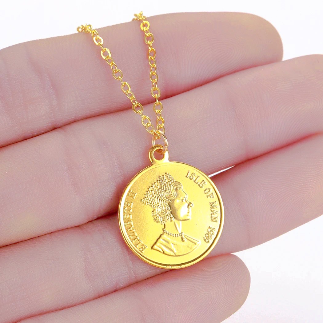 Gold coin necklace with diamonds best sale