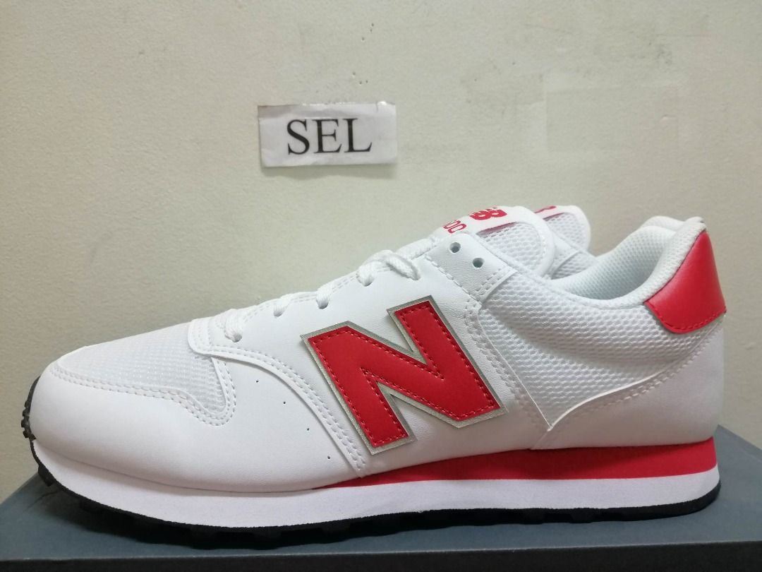 New balance 500 white cheap red
