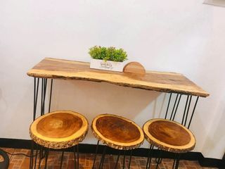 Nordic Narrow Bar Table Natural Rustic Wood