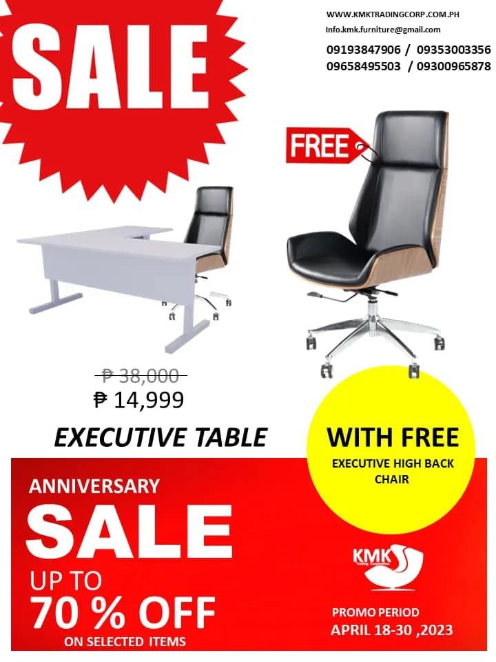 Executive Table and Chair, Office Workstation, Furniture & Home Living