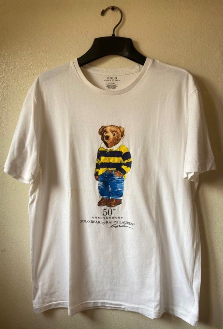 Ralph lauren polo bear graphic tee, 50 years anniversary mens t-shirt  white, Men's Fashion, Tops u0026 Sets, Tshirts u0026 Polo Shirts on Carousell