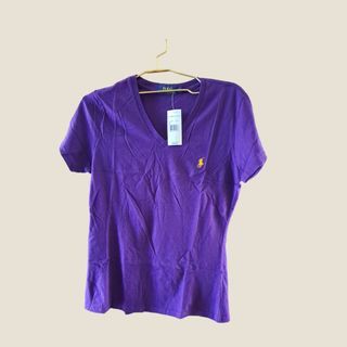 Ralph Lauren Skinny V neck Top Violet Purple