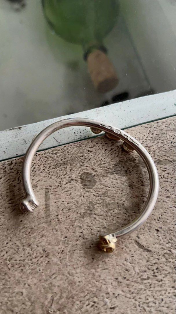 *RARE* stoplight co double skull x4 point gold bangle goros, Women's