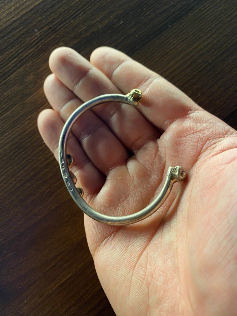 *RARE* stoplight co double skull x4 point gold bangle goros, Women's