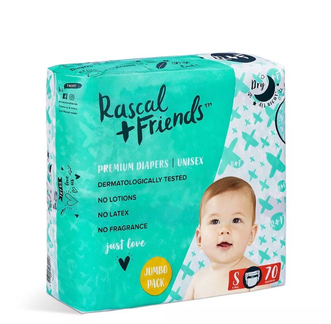 ∏☇◙Rascal + Friends Diapers Tape Small, Jumbo Pack , 70 pads☆1