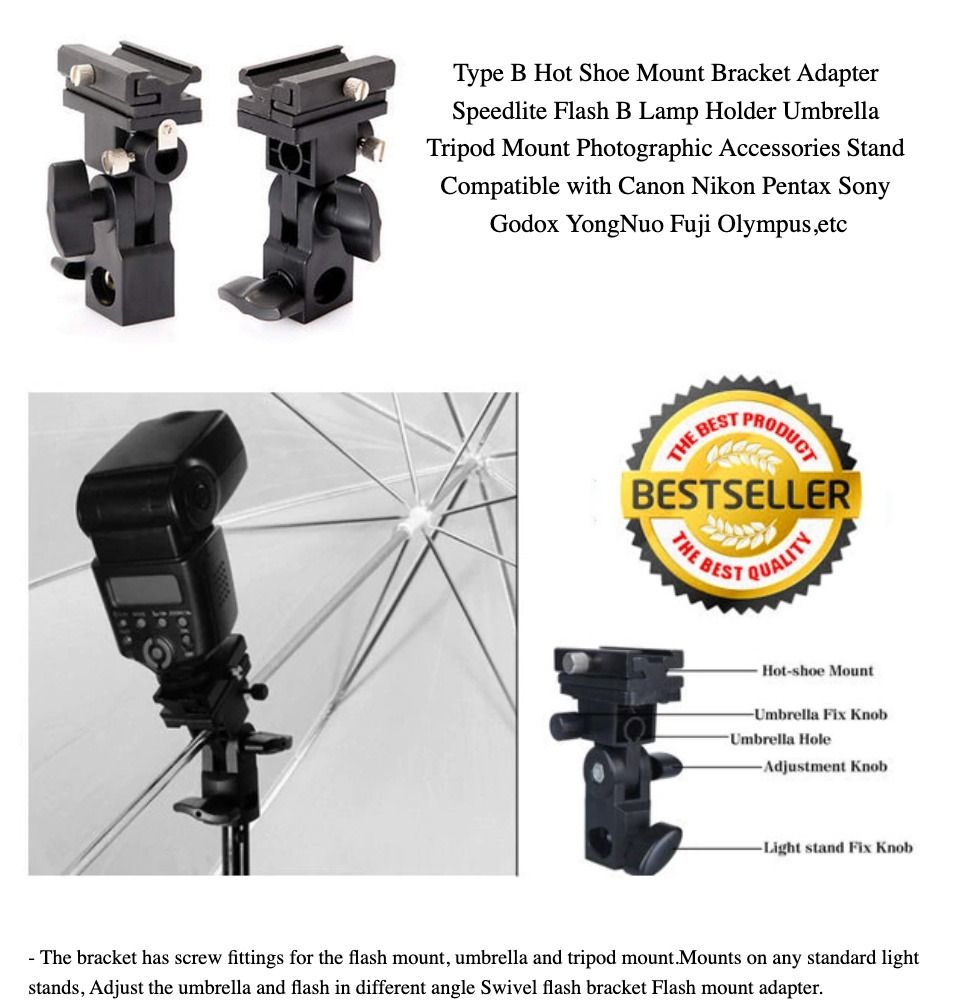 Refutuna B Type Universal Mount Flash Hot Shoe Adapter Trigger Umbrella ...