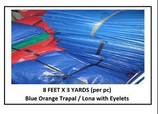 Sakolin 8x9 feet (3 Yards) Orange Blue Tarpaulin Trapal Tolda Cover with Eyelet Waterproof