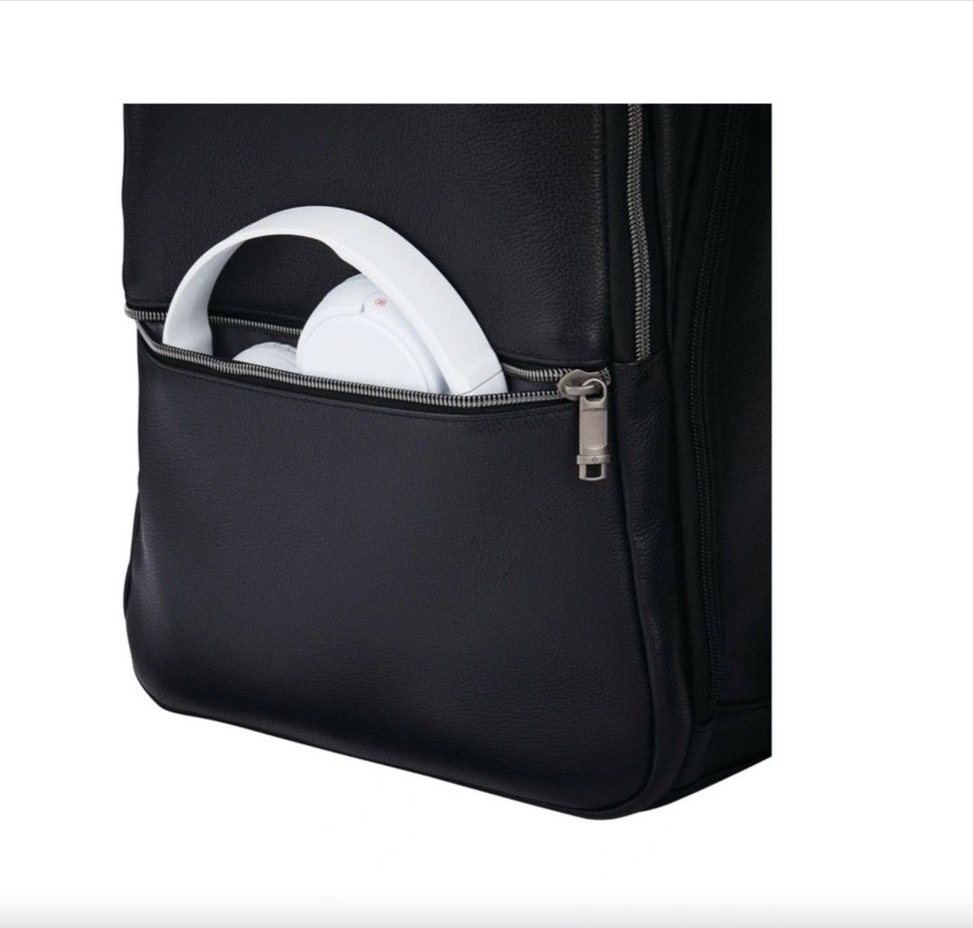 Samsonite Classic Leather Slim Backpack Black, Men's Fashion, Bags