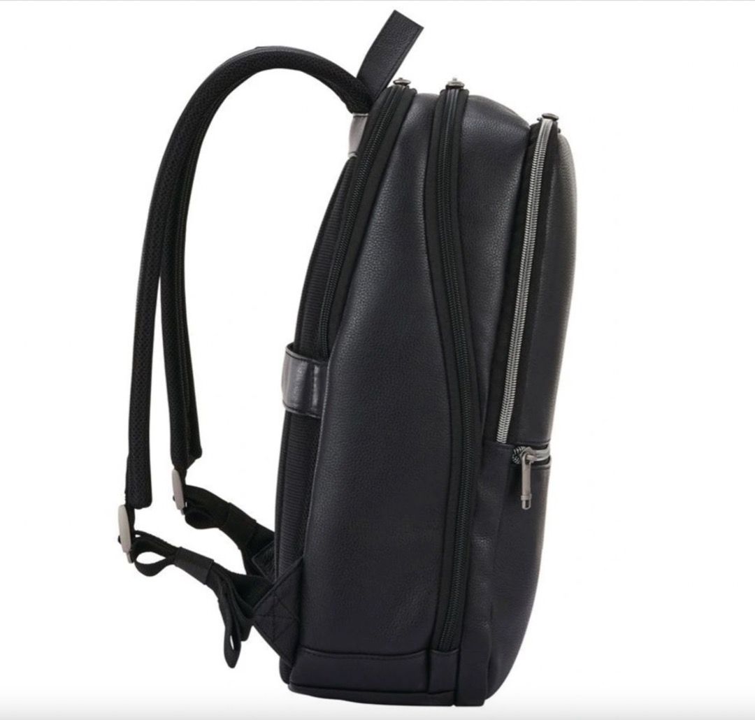 Samsonite Classic Leather Slim Backpack Black, Men's Fashion, Bags