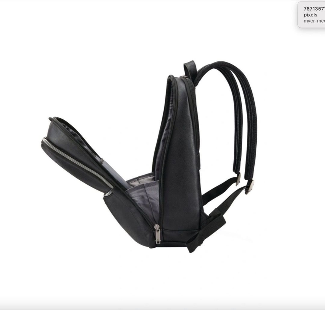 Samsonite Classic Leather Slim Backpack Black, Men's Fashion, Bags