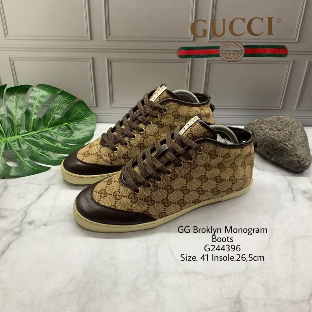 Sepatu Gucci GG G244396 Hi Top Monogram Boots Ukuran 41