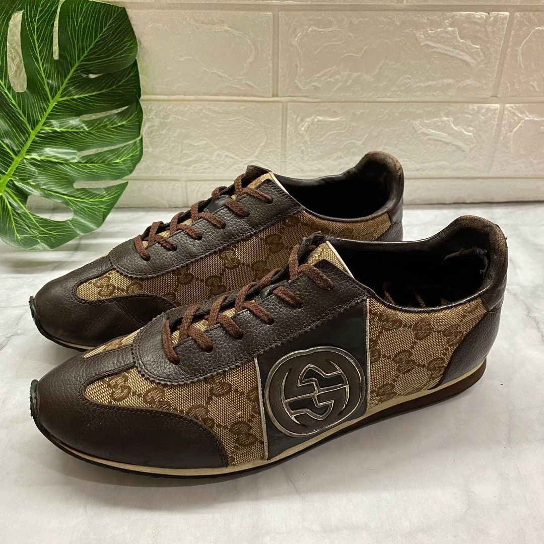 Sepatu Gucci GG 202744 Sneakers Casual Canvas Brown Ukuran 41