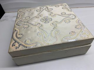 New & Dirty - Sequin  Jewelry Box Organizer | Two Layer Jewelry Display Storage Holder Case  | FREE  Small Photo Frame and Mini  Notebook