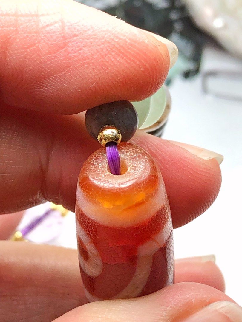 Tibetan Dzi Beads Carnelian Two Eyed Dzi Beads 藏传红玉髓二眼天珠