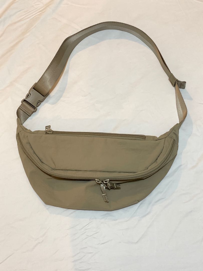 Uniqlo Nylon Body Bag in Beige on Carousell
