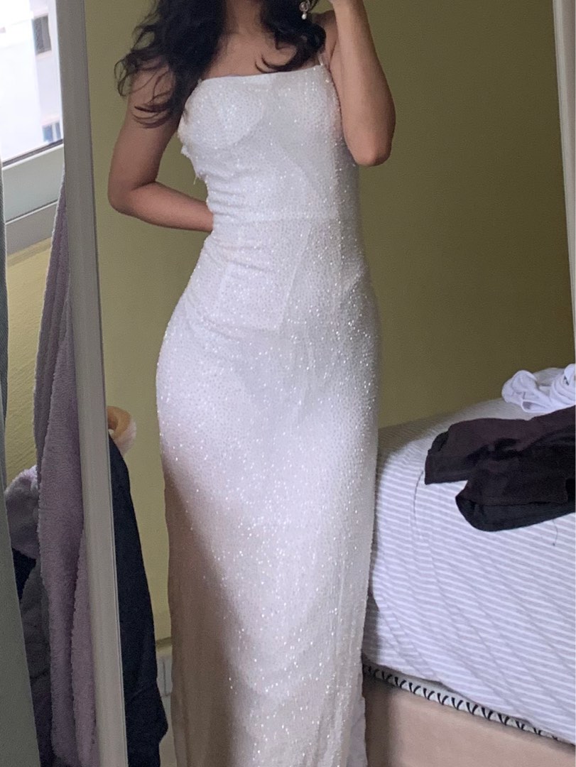 White beaded new arrivals evening gown