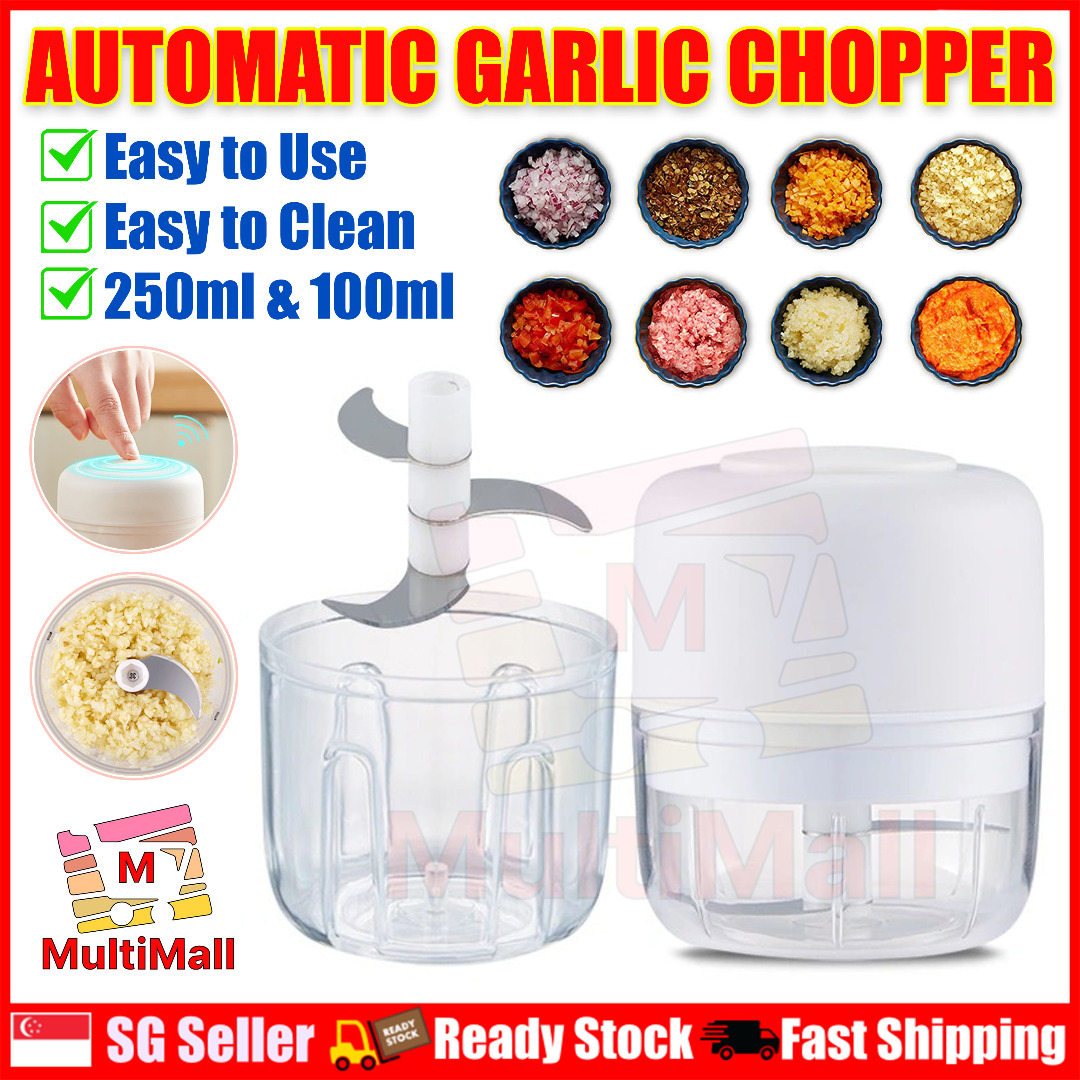 White Automatic Garlic Chopper 250 ML & 100 ML Garlic Chopper
