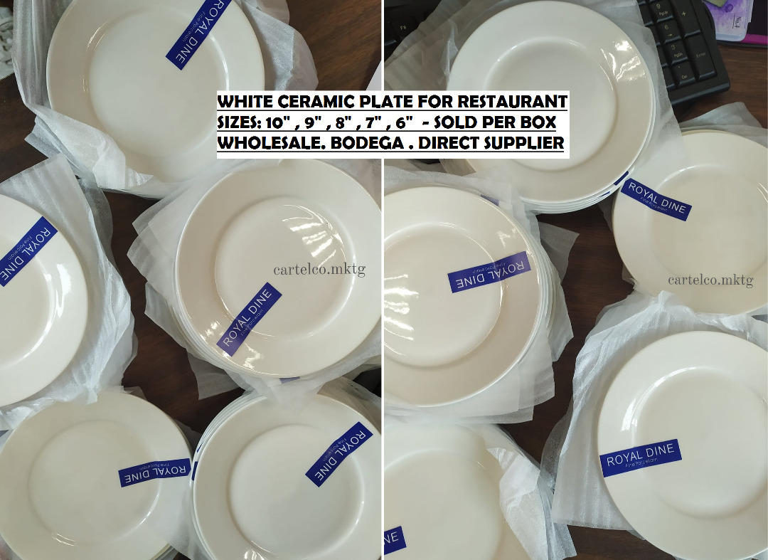 WHITE PLATES FOR RESTAURANT AND CATERING USE,. CERAMIC ROYAL DINE