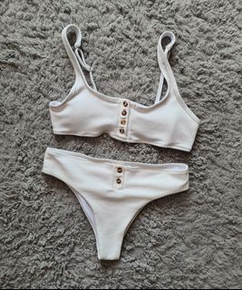 White Ribbed Bikini Set