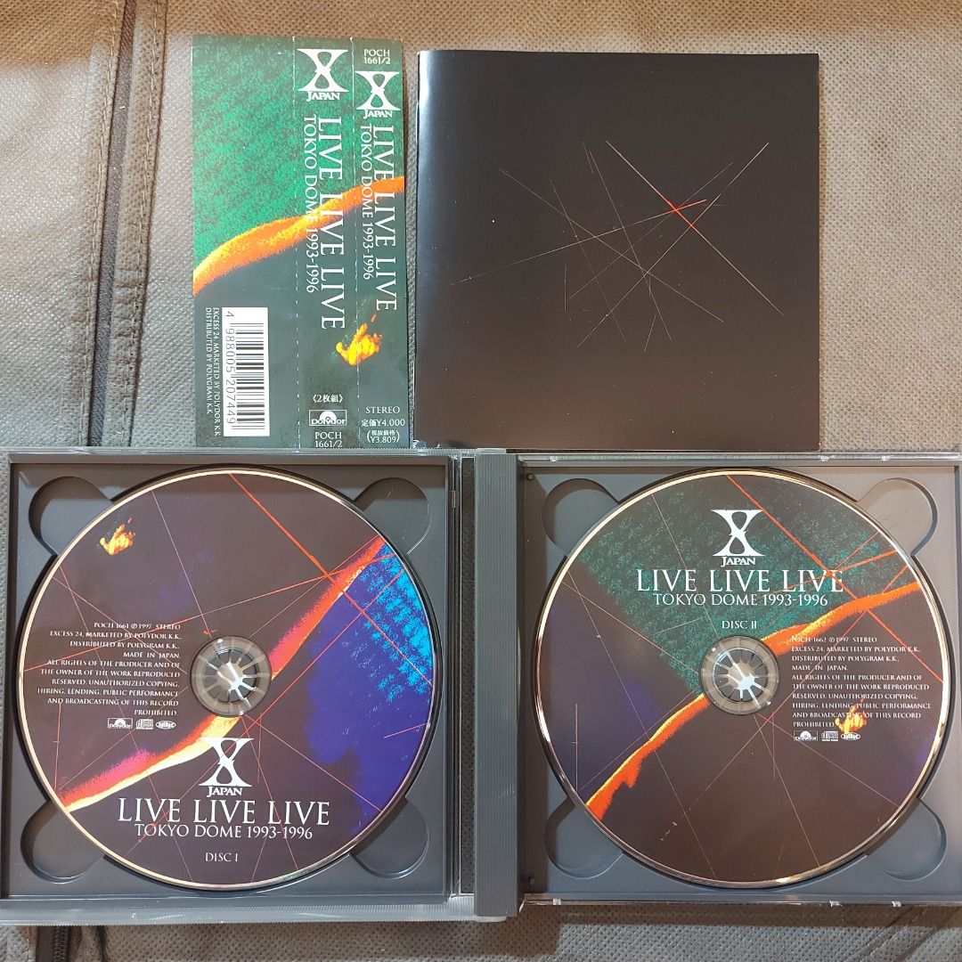 X jAPAN - LiVE LiVE LiVE TOKYO DOME 1993-1996 演唱會厚盒精選CD2枚組(97年Victor 日本版;  側帶付) 4000yen