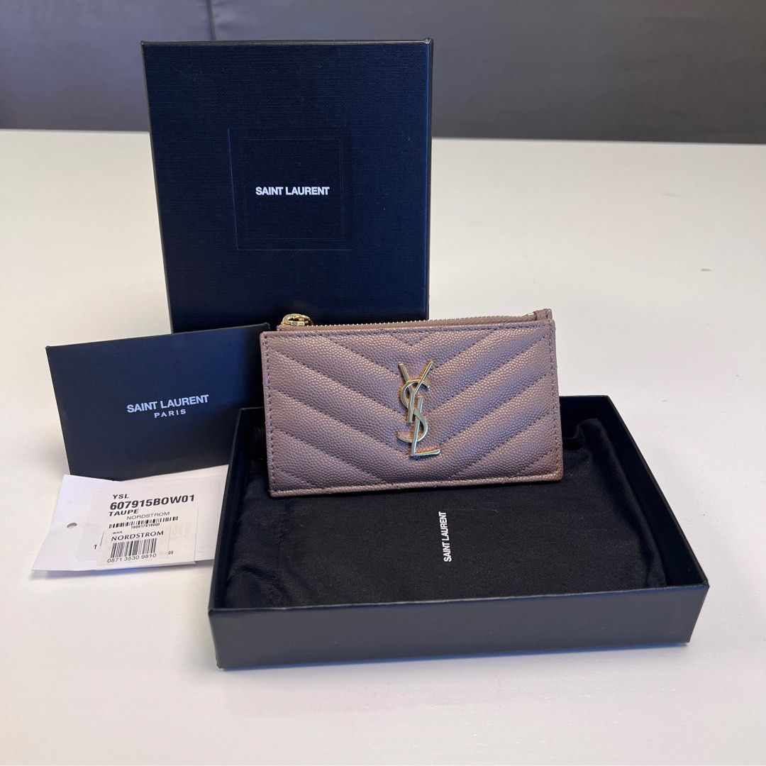 Ysl Card Holder Zip Wallet, Luxury, Bags & Wallets On Carousell