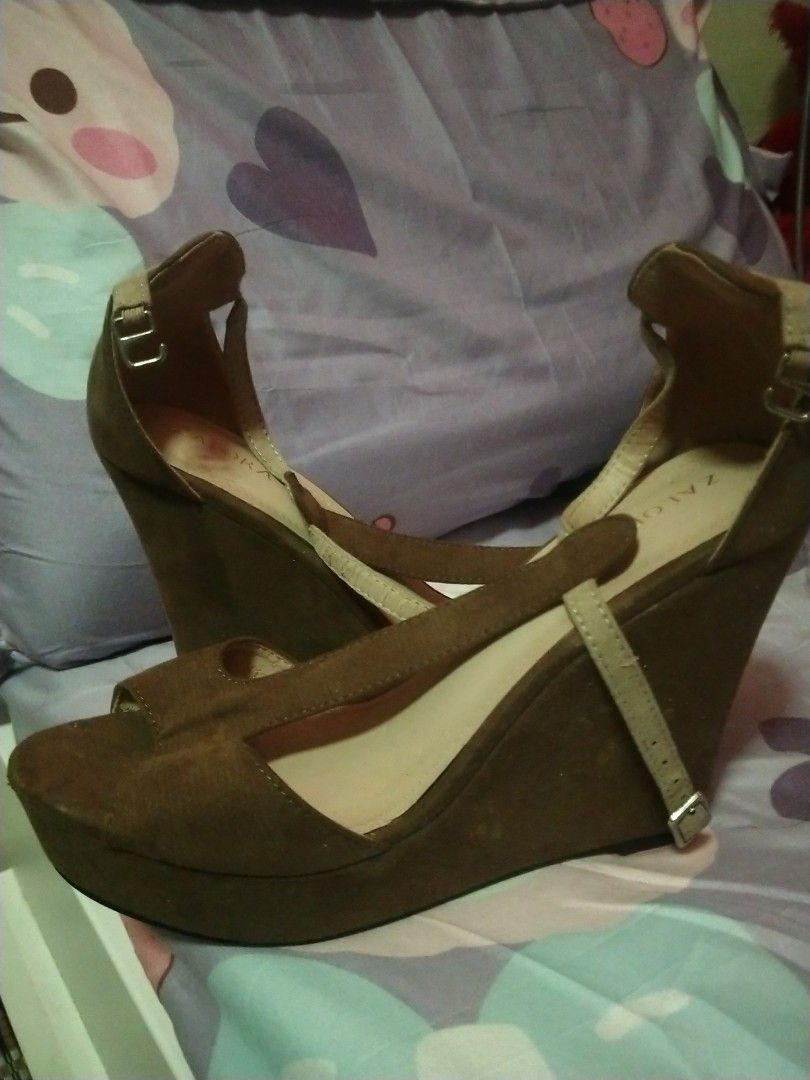 Zalora Brown Wedge Sandals, Women's Fashion, Footwear, Wedges on