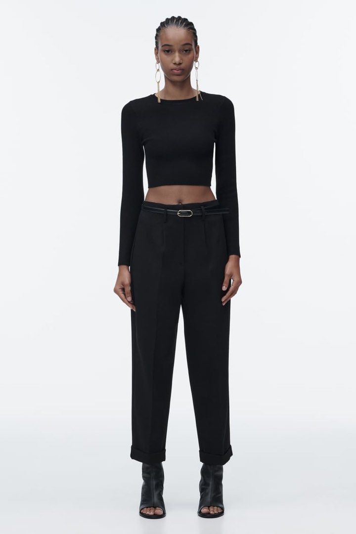 Zara buttoned high waisted pants | Classy outfits, High waisted pants,  Clothes design