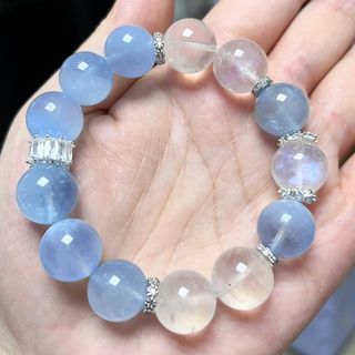 ♥13mm溫柔海藍寶藍月亮石手鏈#守護愛情#改善呼吸系統64242862721026110