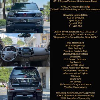 2012 Toyota Fortuner G Automatic Auto