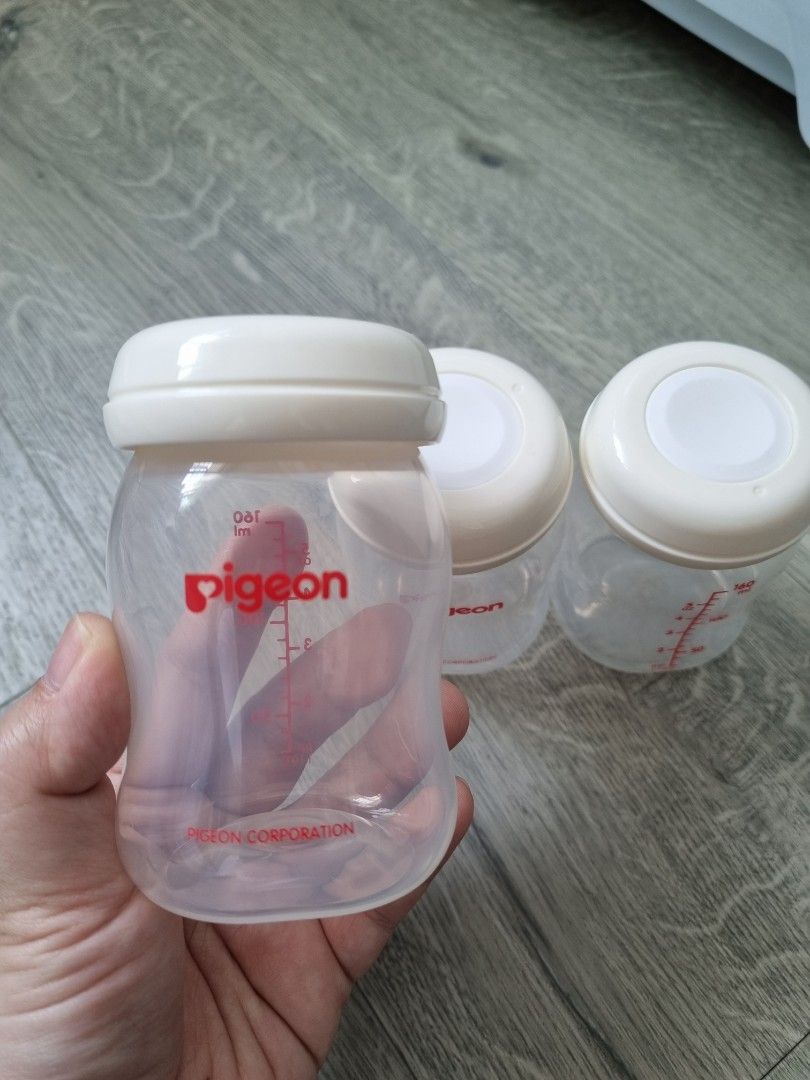 3x Pigeon breastmilk storage wide neck bottles 160ml, Babies & Kids