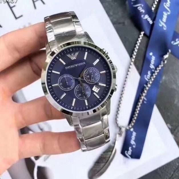 ? Gift For EASTER ? AR2448 Emporio Armani Blue Men's Silver Stainless  Steel Watch, Men's Fashion, Watches & Accessories, Watches on Carousell
