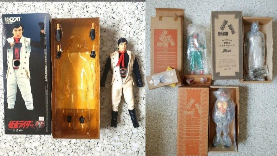 🌈 RARE HOT MEDICOM JAPAN MASKED KAMEN RIDER MASKED WORLD STYLISH COLLECTION RAH220 / RAH450 REAL ACTION HEROES 18" V3 / SHADOW MOON / AMAZON / SHOCKER SPIDER MAN / HAYATO ICHIMONJI BANDAI TIME HOUSE ULTRAMAN TOYS (Category: Toy Figures) located in Singapore. Submitted by originalfakexplorer (Listing ID 1120232800, Image 1). Description: 🌈 RAH450 18" TALL V3/ SHADOW MOON / AMAZON (BRAND NEW)--$180 EACH 🌈RAH220 22CM TALL(BIB CONDITION) BOX NOT P